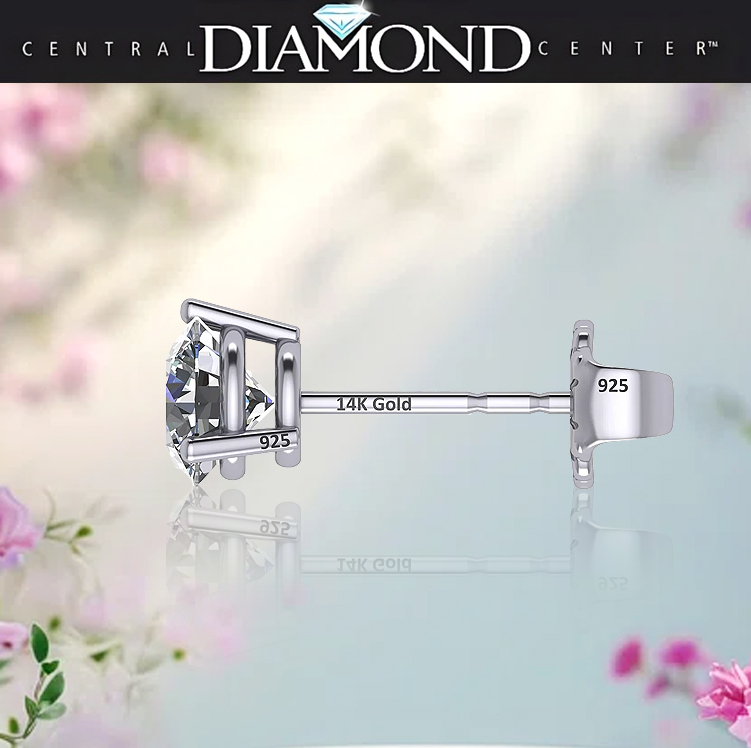 Solitaire Martini Stud 4 ct CZ Cubic Zirconia Sterling Silver Earrings 8.0 mm