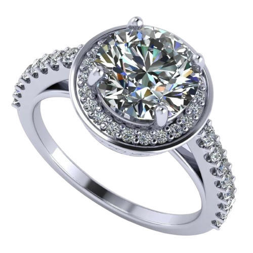 Round Halo Birthstone Necklace