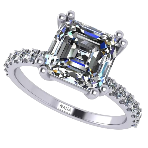 2.00ct Asscher Cut Halo Necklace