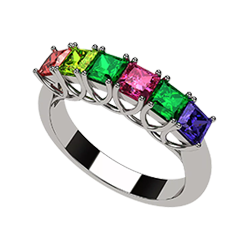 Princess Cut Lucita Mothers Ring 