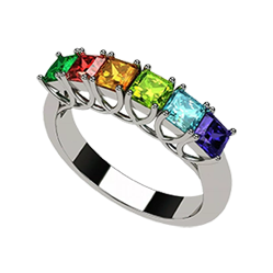 Asscher Cut Mothers Ring