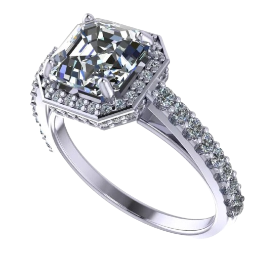 NANA Jewels Asscher Sterling Silver Engagement Rings