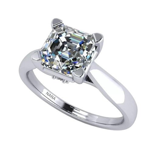 NANA Sterling Silver Asscher Cut Lucita Solitaire Engagement Wedding Ring