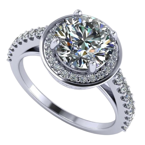 Round Halo Birthstone Necklace