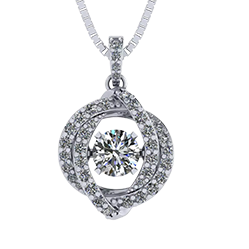 3 Prong Simulated Diamond Necklace - Sterling Silver With Pure Brilliance Zirconia | 22" Chain, Rhodium/Yellow/Rose Gold Plated