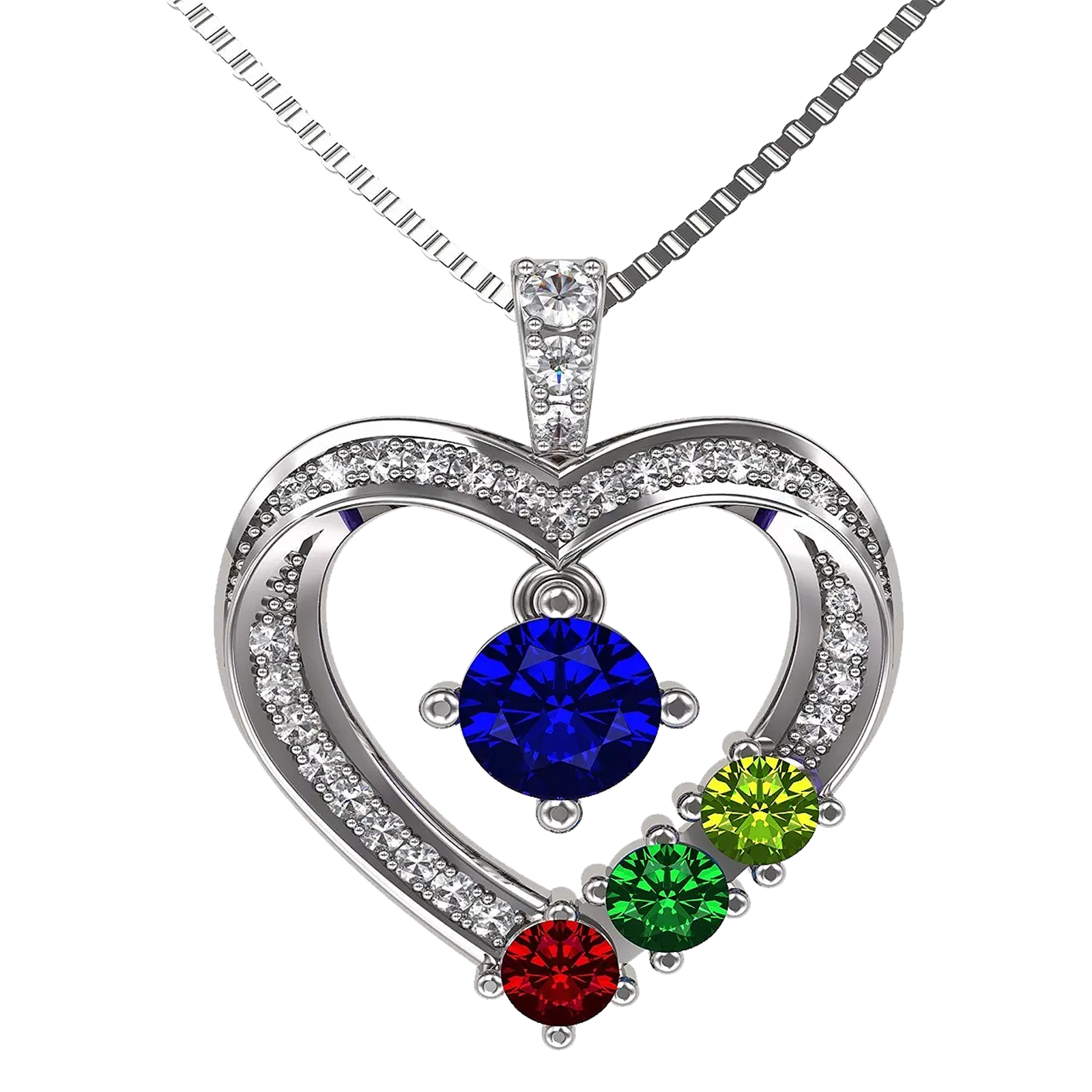 Mother & Child Heart Birthstone Necklace for Women