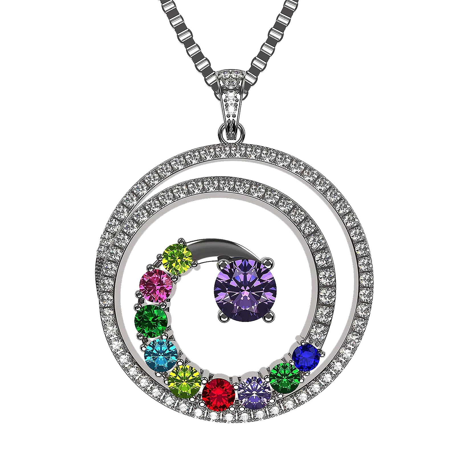 Elegant Swirl Birthstone Mothers Necklace